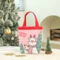 Weihnachts-Geschenktüte aus Canvas mit Rentier- und Baum-Muster in Rosa für Feiertage - Rosa Weihnachtsrentier