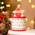 Rotierende Weihnachts-Kalender-Geschenkbox mit festlichen Mustern und Topper-Aufsatz - Zylindrischer Kalenderstil / Weihnachtsrot