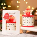 Festliche Weihnachtsgeschenkbox mit Kalender-Drehdesign in weiß-roter Verpackung - Zylindrischer Kalenderstil (Mit Handtasche) / Weihnachtsrot