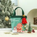 Borsa regalo di Natale in tela verde festiva con orsetto cartone e decorazione ad albero - Decorazione 3 (Albero di Natale in Feltro) / Orso di Natale Verde (Decorazione Tipo 3)
