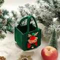 Handmade dark green felt Christmas gift bag with cute reindeer decoration for apple candy - Square Reindeer (Style 2) / Dark Green