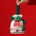 Sacchetto regalo di Natale con manico verde e peluche a forma di albero festivo. - Natale Buon Natale + Bambola / Bianco