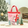 Festosa borsa regalo di Natale in tela rosa con renna e ciondolo di Babbo Natale - Decorazione 2 (Bambola Babbo Natale) / Orso di Natale Rosso (Decorazione Tipo 2)