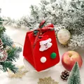 Festive Christmas red felt gift bag with Santa Claus decor and Merry Christmas ribbon - Rectangular Santa Claus (Style 1) / Burgundy