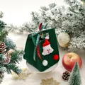 Festive green felt Christmas gift bag with Santa Claus decoration and Merry Christmas ribbon - Rectangular Santa Claus (Style 1) / Dark Green