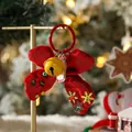 Festive red velvet bow keychain with yellow bell and snowflake sequins for Christmas - Christmas Brooch Pendant - Style 7