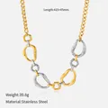 Collier chaîne punk bicolore en acier inoxydable avec gros maillons irréguliers - Style Punk Régulier / 41.5cm+4.5cm / Or + Acier