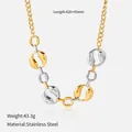 Collier chaîne bicolore en acier inoxydable de style punk haut de gamme pour femmes - Style Croissant / 42cm+4.5cm / Or + Acier