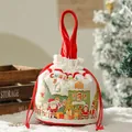 Kreative Weihnachts-Geschenktüte mit Weihnachtsmann und Schneehaus-Muster für Süßigkeiten - Weihnachtsparadies / L / Weiß + Rot