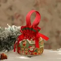 Tragbarer Weihnachts-Geschenkbeutel mit Kordelzug und rotem Weihnachtsmann-Muster - S / Rot Weihnachtsparadies