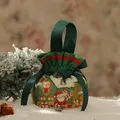 Festliche grüne Weihnachts-Geschenktüte mit Kordelzug und süßem Weihnachtsmann-Motiv - S / Green Christmas Paradise