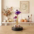 Rosa púrpura de Halloween en cúpula de cristal con globos oculares y decoración LED - Estilo Globo Ocular (WSYA) / Cúpula de plástico / Púrpura