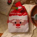 Bolsa de regalo de Navidad de punto roja y blanca con Papá Noel de tamaño 34x19cm - Bolsa de Punto Papá Noel Roja