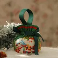 Festlicher Weihnachts-Kordelzugbeutel mit Weihnachtsmann-Motiv und grünem Band - S / Grün Weihnachtsparty