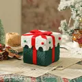 Premium 12cm Plüsch Weihnachtsgeschenkbox in Grün und Weiß mit roter Schleife für Äpfel - Weihnachtsbox Weiß Grün Flanell Schleifenstil