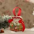 Festlicher Weihnachtsgeschenkbeutel mit Kordelzug, Weihnachtsmann-Motiv und rotem Griff. - S / Weiß + Rotes Weihnachtsparadies