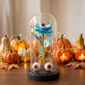 Cúpula decorativa de Halloween con rosa azul iridiscente, globos oculares y luces LED - Estilo Globo Ocular (WSYA) / Cúpula de plástico / Azul