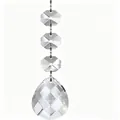 Detailed view of clear faceted crystal teardrop bead for Christmas tree and wedding decor - Grid Teardrop Pendant
