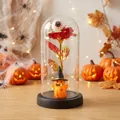 Rosa de Halloween en cúpula de cristal con ojo y fantasma luz nocturna LED deco - Estilo Calabaza (WSYA) / Cúpula de plástico / Rojo