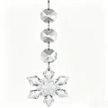 Detailed view of transparent crystal snowflake pendant with faceted octagonal beads - Snowflake Charm