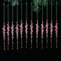 Lot de suspensions stalactites élégantes en acrylique rose pour sapin de Noël - 12 Pièces / Rose