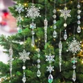 18-piece acrylic crystal Christmas tree ornaments set with snowflakes and icicles - 18 Pieces/Pack / AB Color