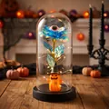 Lámpara de noche de cúpula de cristal de Halloween con rosa azul iridiscente y calabaza - Estilo Calabaza (WSYA) / Cúpula de plástico / Azul