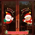 Festive Santa and Reindeer Christmas window static clings for glass door decoration - Santa Claus And Elk Style / 33.5x47cm Dual Pieces