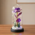 Cúpula de cristal luminosa con rosa púrpura y luces LED para decoración de Navidad - Cúpula de Plástico + Caja de Color / Púrpura con luz multicolor y base negra