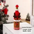 Copribottiglia di vino renna a maglia per Natale, decorazione festiva da 32x10cm. - Stile Renna / 1 Pezzo / Rosso/Marrone