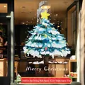 Small hand-painted Christmas tree electrostatic window sticker for shop glass 33.5x47cm - Snowflake Christmas Tree / S
