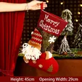 Grote feestelijke kerstsok van 45 cm met kerstman en ontwerp voor cadeauzakjes - Knoop Kerstman (Groot) / L