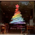 Colorful rainbow Christmas tree window sticker decal for festive glass door decoration. - Colorful Christmas Tree / L