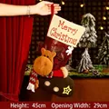 Feestelijke kerstsok cadeauzakje met 3D rendier en Merry Christmas print - Knoop Rendier (Groot) / L