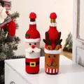 Housses de bouteille de vin tricotées Père Noël et renne pour décoration de Noël - Père Noël et Renne