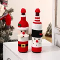 Couvre-bouteilles de vin tricotés festifs avec motif Père Noël et bonhomme de neige - Père Noël + Bonhomme de neige
