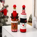 Housses de bouteille de Noël tricotées avec motifs renne et bonhomme de neige - Renne & Bonhomme de Neige