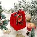Festive red felt Christmas gift bag featuring reindeer doll and Merry Christmas ribbon - Rectangular Reindeer (Style 2) / Burgundy