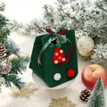 Festive green felt Christmas gift bag decorated with a red tree and holiday ribbon - Rectangular Christmas Tree (Style 3) / Dark Green