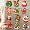 Set mit festlichen Weihnachts-Kühlschrankmagneten mit Weihnachtsmann- und Rentier-Motiven - Frohe Weihnachten Kühlschrankmagnet / 12er Set