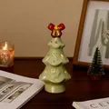 Charming ceramic Christmas tree night light with star-shaped warm glowing cutouts - Bowknot Christmas Tree / Light-up