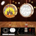 Kit lanterna di Halloween fai-da-te in legno con luce LED, 8 colori e pennelli - Lanterna Fai-da-Te Dipinta a Mano
