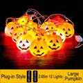 Φωτάκια κολοκύθας Halloween θερμό λευκό με 12 LED και συνολικό μήκος 2,65 μέτρα - 2.65m