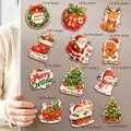 Sortiment an Weihnachts Kühlschrankmagneten mit Weihnachtsmann, Rentier und Schneemann - Frieden und Freude Kühlschrankmagnet / 12er Set