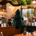 Adorno de árbol de Navidad de papel plisado verde oscuro, 10 cm de altura para decoración - Dijes / 10cm / Verde