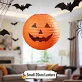Small 20cm orange Halloween pumpkin paper lantern decoration for festive party layout - 20cm Diameter / Hanging Lantern [8 Inch Halloween Lantern]