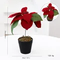 Plante de poinsettia rouge artificielle en pot pour décoration de Noël et salon - 1 Fleur