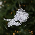 Acrylic transparent rose flower Christmas tree ornament with silver glitter accents - Rose Shape / Silver Style