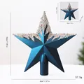 Blue plated Christmas tree topper star with gold glitter and detailed dimensions - Pentagram Style / Blue