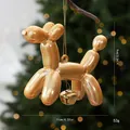 Decorazione natalizia cane palloncino dorato metallizzato con campanello, 11x9cm - singolo sacchetto OPP / Oro-Cucciolo